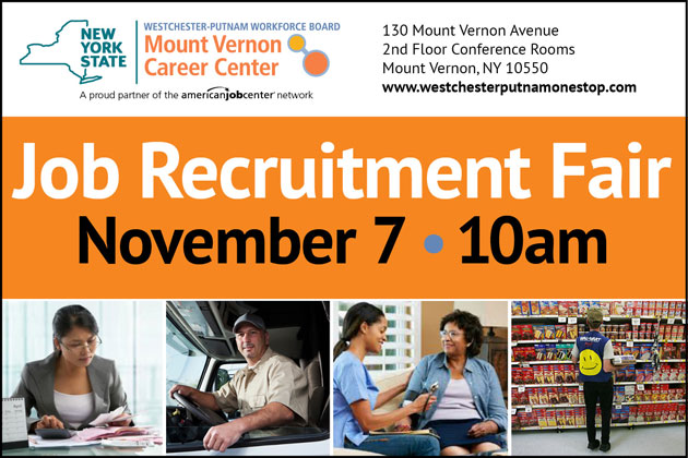 image of graphic with text and small photos for Job Fair November 7